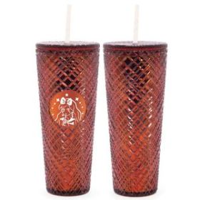 Dazzling 24 oz Red 10" Holographic Tumbler with Straw