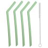 Market Finds 4 Pack Mint Silicone Reusable Straws with Cleaning Brush