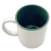 11oz White C-Handle Ceramic Mug with Green Interior