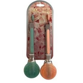 Cook with Color 2 Piece 7" Smile Stainless Steel Mini Tong Set in Green and Yellow
