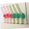 7 Piece Flower and Leaf Theme Glass Straw Set with Cleaning Brush