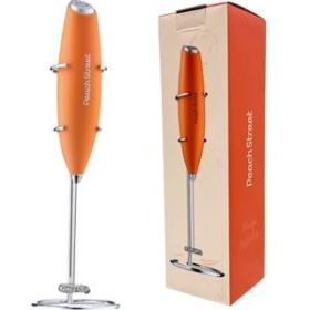 Peach Street Milk Frother with Stand in Orange