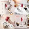Powery Milk Frother with Stand in White and Red