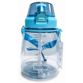 Breakout 44oz Motivational Plastic Water Bottle with Carry Strap in Blue