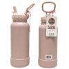 Sarina Hydro 32 Oz Go-Getter Insulated Stainless Steel Water Bottle with Straw Lid in Pink
