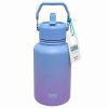 Sarina Hydro 64 Oz Ambitious Insulated Stainless Steel Water Bottle with Dual Sip & Straw Lid In Blue & Purple Ombre