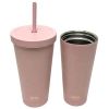 Sarina Hydro Insulated 24 Oz Stainless Steel Tumbler with Straw & Flip Lid in Pink