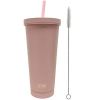 Sarina Hydro Insulated 24 Oz Stainless Steel Tumbler with Straw & Flip Lid in Pink