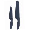 Non-Stick Santoku and Bread Kitchen Knife with Blade Guard Sheaths Set
