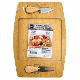 Cheese Board Serving Set with 2 Stainless Steel Cheese Knives