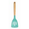 Assorted Color Silicone Slotted Turner Spatula with Wooden Handle