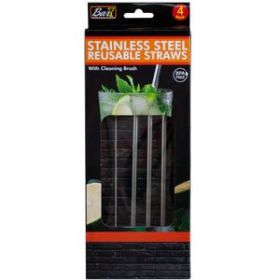 4 Pack Stainless Steel Reusable Straws