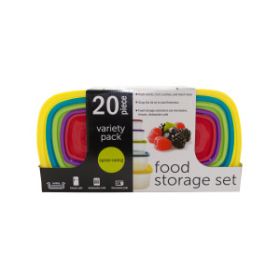 20 Piece Variety Pack Food Storage Containers Set