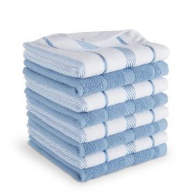 Albany Dishcloth 8 Pack Set, Blue Velvet/White, 12"x12"