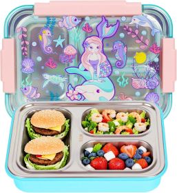 Stainless Steel Bento Lunch Box for Kids, 710ml/23.5oz BPA-Free Leak-Proof Food Containers with 3 Compartments