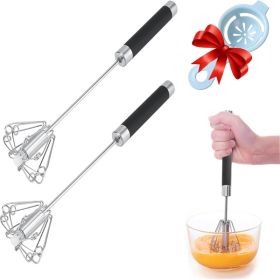 Stainless Steel Push Whisk - Easy to Use Manual Hand Mixer & Plunger Whisk - Make Froth
