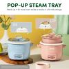 2-Cup Uncooked Rice Cooker & Food Steamer with Bonded GraniteÂ® Nonstick Ceramic & Pop-Up Steam Tray - Blue