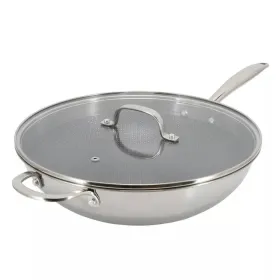Better Chef 12.5-Inch 3-Ply Stainless Steel Nonstick Wok With Lid (Option: silver)