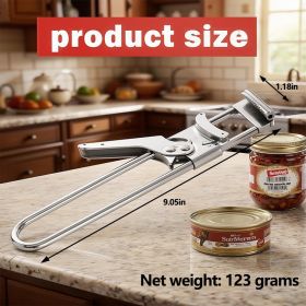 Ergonomic Adjustable Stainless Steel Jar & Can Opener - Effortless Grip for Seniors & Arthritis, Multifunctional Bottle Opener Fits Most Lids (length: short-length can opener)