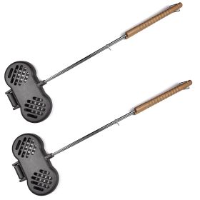 HAWOK Hamburger Campfire Iron - Pre-Seasoned Handheld Round Burger Grill set of 2 (Grill: 1)